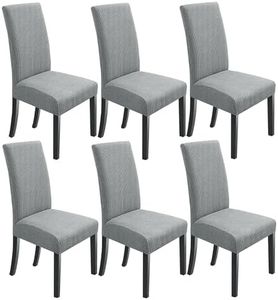 NORTHERN BROTHERS Chair Covers for Dining Room 6 Pack Slipcovers Dining Chair Covers Parsons Chair Slipcover Fit Stretch Chair Covers for Dining Room, Light Grey