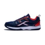 HUNDRED Mens Raze Badminton Shoes (Non Marking) Lightweight & Durable X-Cushion, Active Grip Sole, Toe Assist(Navy/Orange Red, 8 UK), Multicolor