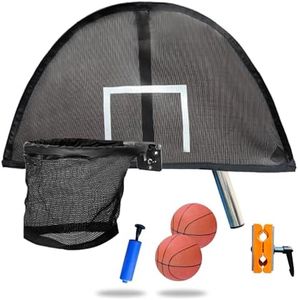 Trampoline Basketball Hoop, Lightweight Universal Board with 2 Pcs Mini Basketball and Pump, Easy to Assemble Fit for Curved Pole or Straight Pole