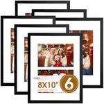 cozymood 8x10 Picture Frame Set of 6, Thin Black Picture Frames 8 x 10 Photo Frame with Hd Plexiglass, Tabletop or Wall Hanging Photo Display, 5x7 or 3.5x5 with Mat and 8x10 without Mat