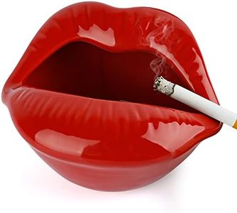 Loghot Creative Ceramic Cigarette Ashtrays with Lips Style Fashion Home Decorations (Light Red)