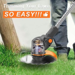 Wrneaoch Cordless Grass Trimmer – 21V Metal Blade, 16 Blades, 15cm Cutting, Retractable Handle