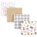 Hudson Baby 4 Piece Flannel Receiving Blanket, Woodland, One Size