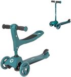 EVO 3-in-1 Green Cruiser Scooter for Kids Ages 1–7 | Adjustable Handlebar Ride-On with Removable Seat | Toddler to 3-Wheel Push Scooter | First Balance Toy for Boys & Girls