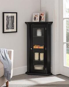 KB Designs - Corner Accent Display Wood Curio Cabinet, Black