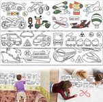 KolorFish Coloring Re-Stick Drawing Paper Roll for Kids, 118 x 12 Inch Large Coloring Poster for Toddlers, Art Paper Crafts Coloring Tablecloth Ideal Gift for Class Home Birthday Party (Vehicle)