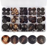 OELFFOW 110Pcs Mixed Sewing Buttons, 4-Hole Craft Round Blazer Buttons, 5 Color 3 Size(15mm,20mm,25mm) Suit Coats Resin Button, Suitable for Variety Clothing Sewing, DIY Craft(Brown)