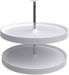 Rev-A-Shelf 28" Full Circle Dual Tier Lazy Susan Organizer for Upper Corner Wall Cabinets, Plastic Home Rotating Storage Shelves, White, 2062-28-11-1