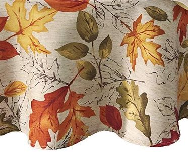 Elrene Home Fashions Autumn Leaves Fall Printed Tablecloth, Polyester, Multi, 70" Round (Tablecloth)