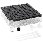 PRECIPETTE 10ml Sample Vials, Pack of 100 Clear Glass Sample Bottles with Screw Cap& Funnel&Dropper, FOUR E'S SCIENTIFIC Lab Sample Vials for Laboratory, Taking Water Samples, Seeds, Essential Oil