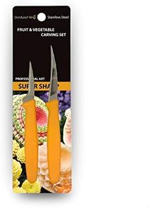 GoldleafKing Fruit Carving Knife Set of 2 | 2, 2.5 Inch Orange Handle | Fruit Carving Tools Carving Knives | Knife - Carving Knives for Fruits and Vegetables - Free 1 Mini Carving Guide Book
