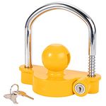 CZC AUTO Trailer Hitch Lock Universal Tow Ball Coupler Security Kit Heavy Duty Anti-Theft Protection for Trailer Caravan Horsebox, 2 Keys Yellow