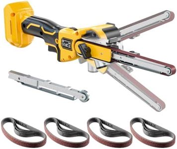 Ecarke Cordless Belt Sander Compatible with Dewalt Battery (Tool Only) 120° adjustable 16 PCS Belts 40-120 Grit 1/2"×18" 2100 FPM Brushless Detail Belt Sander for Metal Working, Wood, Plastic