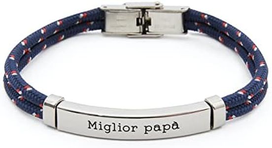 MAMIJUX bracciale per gli uomini della famiglia in cordino nautico e acciaio (Miglior Papà)