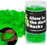 Graham Products 190 Pieces Glow in The Dark Rocks | Indoor & Outdoor Use - Garden, Fish Tank Pebbles, Planter, Walkway, Driveway Decoration & More | for Kids Aged 6 & Up | Powered by Sunlight - Green