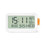 Amazon Basics LCD Digital Table Clock with 3 Alarms, Snooze, Manual Brightness, ABS, White Color, Battery Operated, Compact Design for Desk, Bedside, Study Table (Size: 14 × 6.3 × 7.6 cm)