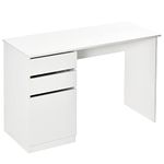 HOMCOM Modern Computer Desk, Home Office Desk for Study, Writing Workstation with Storage Drawer and Cabinet for Living Room White