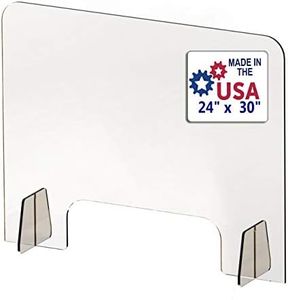 Protective Sneeze Guard for Countertop and Desk, Portable Acrylic Transparent PPE Safety, 30" W x 24" H and 1/4" Thickness Acrylic Panel (Two Stands) Plexiglass Barrier Pass-Through Transaction Window