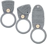 Tatuo 3 Pieces Crochet Dish Towel Holder Hanging Hand Towels Ring Towel Holder for Kitchen Towels with Loop Bathroom Towel Hanger for Housewarming (Gray)