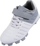 Sooneeya Kid's FG Baseball Cleats Lightweight Softball Shoes for Boys Girls Athletic Youth Shoes Grey Size 4 M US Big Kid