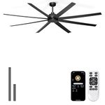 Phylluz 84'' Ceiling Fan No Light - Black Large Ceiling Fan with Remote & APP Control, Reversible DC Motor, 8 Blades, Industrial Outdoor Ceiling Fans without Light for Patio Living Room Garage Shop
