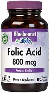 Bluebonnet Folic Acid 800 mcg Vegetable Capsules, 180 Count