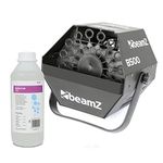 BeamZ B500 Professional Bubble Machine and 1 Litre Bottle of Fluid, High Output, Portable Handle with Long Lasting Universal Refill Solution for Parties, Weddings, Mobile DJ Disco, Stage Effects