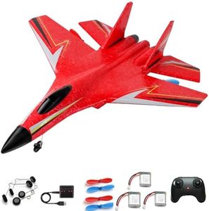 crohorizon Remote Control Airplanes for Kids 12 Years and Up, 2 Channels 3 Batteries Foam RC Airplane Wireless Toy,2.4 GHZ Hobby RC Glider Gift for Children and Adult Beginners（Red）