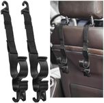 Suvnie 2 PCS Adjustable Car Seat Headrest Hook, Automotive Seat Back Storage Hanging Purse Hook, Durable Backseat Hanger Organizer for Umbrella Bag Coat, Universal Car Accessories