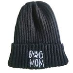 Waldeal Dog Mom Gifts for Women Dog Mom Beanie Hat Pets Lovers Winter Knit Cap, Black, One Size