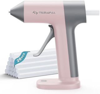 Tilswall Cordless Hot Glue Gun, 30s Fast Preheating with 2Ah Built-in Battery, Hot Melt Glue Gun with 20pcs Premius Glue Sticks, Smart Power-Off, USB-C Inputs Suitable for DIY Craft, Home Repaire Pink