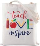 ZJXHPO Teach Love Inspire Makeup Bag Teacher Appreciation Gift Graduation Teacher Gift End of Year Retirement Gifts for Teacher (C-teach tote bag)