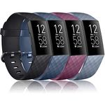 Vancle Bands Compatible with Fitbit Charge 4 / Charge 3 / Charge 3 SE Bands, Classic Soft Replacement Wristband Sport Strap for Fitbit Charge 4 and Charge 3 Charge 3 SE Fitness Activity Tracker Women Men Small Large(003, 4PCS(Black+Wine++Navy Blue+Blue Grey), Small)