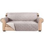 AMEHA Sofa Cover 3 Seater Water Repellent Sofa Slipcovers – Non Slip Reversible Sofa Protectors from Pets & Kids with Adjustable Elastic Straps Embossed Quilted Washable Couch Covers, Beige Cream