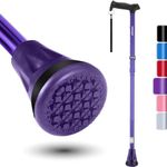 Rehand All Terrain Folding Walking Cane, Walking Stick for Women & Men, Pivot Tip and Heavy Duty Mobility Aid, Adjustable Walking Cane for Elderly & Ladies (Purple)