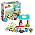 LEGO DUPLO Family House on Wheels with Toy Car for Toddlers 2 Plus Year Old Boys and Girls, Preschool Learning Toys, Large Bricks Camping Set 10986