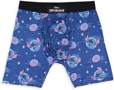 Disney Mens' Lilo and Stitch Donuts Tag-Free Boxers Underwear Boxer Briefs For Adults (Large) Blue