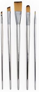 Royal & Langnickel, Zen Series 43, Set of 5 Brushes, Long Handle, Synthetic Filament, Flat 12, Filbert 8, Angulars 2 & 8, Round 1, RZEN-SET431