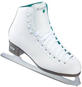 Riedell Skates - 110 Opal - Recreational Ice Skates with Stainless Steel Spiral Blade | White | Size 9