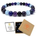 SoulCafe Men's Stress Relief and Calm Emotions Crystal Bead Bracelet - Crystal Gemstone Stretch Bracelet - Gift Box & Tag