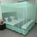 EMBOSSED Luxury Mosquito Net for Double to King Size Bed Canopy | Camping Screen House | Finest Mesh – 300 Holes per Square Inch, 2 Entries, Easy to Install (GREEN, Doubel Bed( 5X7))