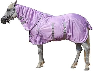 LEAFOREST Horse Fly Sheet with Neck Cover & Belly Band - Lightweight Mesh UV Protection Summer Sheet for Horses, Cool Thin Equine Blanket in Purple, 81"