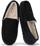 Project Cloud Genuine Suede Mens Slippers - Memory Foam Insole Moccassins Loafers for Men Shoes Indoor and Outdoor Use - Lightweight Non-Slip House Shoes (Oswin, BLK, 12)