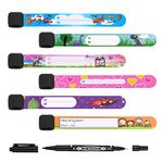 Vicloon 6 Pcs Child Safety ID Wristband, Kids ID Bracelet with Non Fading Pen for Children Emergency Bracelet, Anti Lost Child ID Bands Waterproof Reusable for Children Boys Girls Toddler Baby