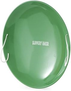 Slippery Racer ProDisc 26 Inch Heavy Duty Aluminum Iron Alloy Metal Kids Winter Saucer Snow Sled with Dual Riveted Soft Grip Rope Handles (GREEN)