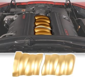 Engine Intake Plenum Manifold Cover for Chevy Corvette C6 2005-2013 (Not Fit ZR1), Vented Plenum Engine Cover, Engine Compartment Appearance Cover Decorative Accessories, Aluminum Alloy (Gold)