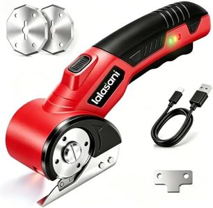 Cordless Electric Scissors for Cardboard, Automatic Box Cutter with 100 Min Runtime 2000 mah Battery & Type-C, 320RPM Power Rotary Cutter with 2 Tungsten Steel Blades, LED Light & Safety Lock RED-1.0
