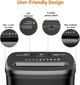 Amazon Basics 8-Sheet Paper Shredder – Cross-Cut for Home or Office