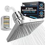 SparkPod Luxury Filtered Shower Head Set 23 Stage Shower Filter - Reduces Chlorine and Heavy Metals - High Pressure Showerhead Filter (8" Square, Luxury Polished Chrome)