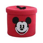 JK Enterprises Kids Lid Basket With Beautiful Characters - Rope Storage Basket For Baby Diaper, Stuffed Animal Storage Bin Rope Basket For Kids Toy, Baby Laundry Baskets (Red, 10+10)